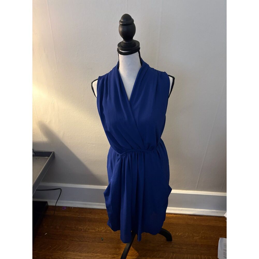 Bar III Sleeveless Wrap Dress Cobalt Blue Size L NWT